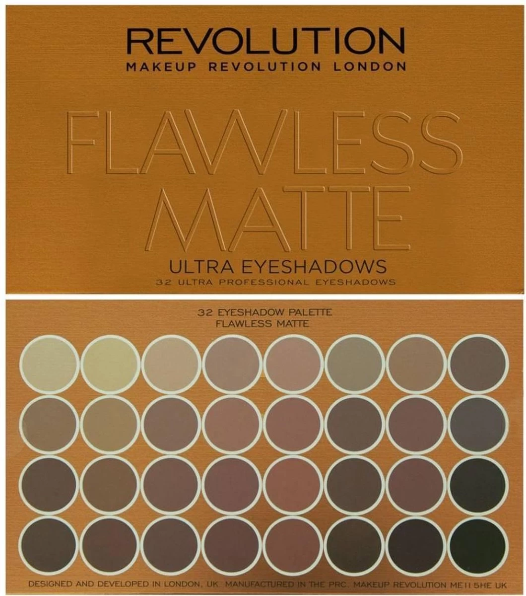Makeup Revolution Flawless Matte - Ultra Eyeshadows - Oogschaduw Palette - 32 Kleuren
