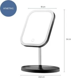 LYVION Make-up Spiegel Op Standaard Met LED / Met 3 Lichtkleuren / Make-up Spiegel / Make-up Standaard / Werkt Op 4 AAA-batterijen Of Micro USB Kabel / Touch - Zwart -Mooi Leven 1086x1200 2