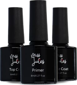 Miss Jules® Base & Top Coat & Primer 24 Ml - Gellak - Goede Aanhechting - Blijvend Glanzende Nagels