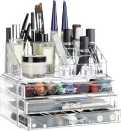 Relaxdays Make-up Organizer Klein - Stapelbaar - Sieradendoosje - Cosmetica - Opbergbox - Wit -Mooi Leven 1108x1200 4