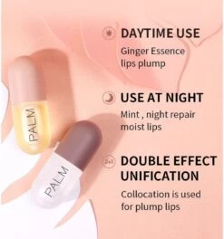 Merkloos Palm Cosmetics Lip Plumper Dag En Nacht (2 Stuks) - Lip Filler - Lip Vergroter - Volle Lippen - Gember Extract & Vitamine E - (Gratis Levering) -Mooi Leven 1124x1200 3
