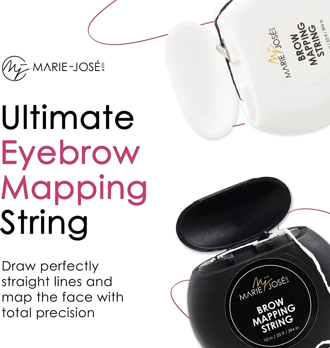 Marie-José & Co Brow Mapping String Set - Zwart & Witte Draad + 10 Vingerbeschermers - Perfect Wenkbrauwen Aftekenen Met Voorgekleurde Draad - Alternatief Voor Wenkbrauwsjablonen 7 Marie-José & Co Brow Mapping String Set - Zwart & Witte Draad + 10 Vingerbeschermers - Perfect Wenkbrauwen Aftekenen Met Voorgekleurde Draad - Alternatief Voor Wenkbrauwsjablonen - Afbeelding 5