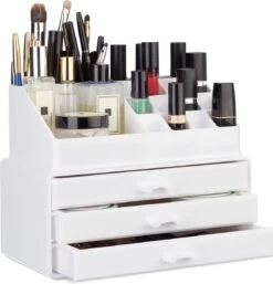Relaxdays Make-up Organizer Klein - Stapelbaar - Sieradendoosje - Cosmetica - Opbergbox - Wit -Mooi Leven 1154x1200 14