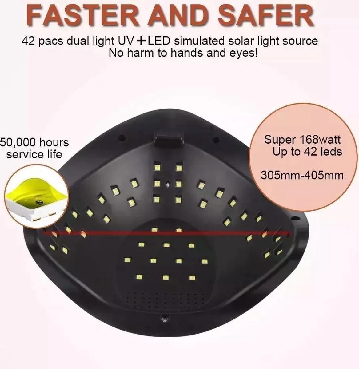 UV Nagel Lamp 168 Watt + 5 Gratis Vijlen - BellaLine - UV Led Nagellamp – Gel Nagel – Nagellak UV – Nageldroger – Salon – Sensor – Gellac - Acryl - Gelnagels – 42 Power Led – Professioneel – Krachtig – Manicure – Extra Lang Snoer - Pink - Pedicure 10 UV Nagel Lamp 168 Watt + 5 Gratis Vijlen - BellaLine - UV Led Nagellamp – Gel Nagel – Nagellak UV – Nageldroger – Salon – Sensor – Gellac - Acryl - Gelnagels – 42 Power Led – Professioneel – Krachtig – Manicure – Extra Lang Snoer - Pink - Pedicure - Afbeelding 8