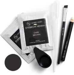 Marie-José & Co Henna Wenkbrauwverf Donkerbruin - Complete Henna Brows Kit - Tattoo Brow Set Voor 20 Paar Wenkbrauwen