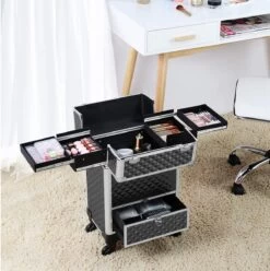 Monkey's Aluminium Kapperskoffer - Zwart - Beauty Case - Cosmeticakoffer - Make-upkoffer - Trolley - 360 Graden Wielen - 34 X 24 X 55.5 Cm -Mooi Leven 1193x1200 8