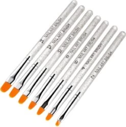 GUAPÀ - Gel Penselen Set Zilver - 7 Stuks - High Quality Gel & Nail Art Brush