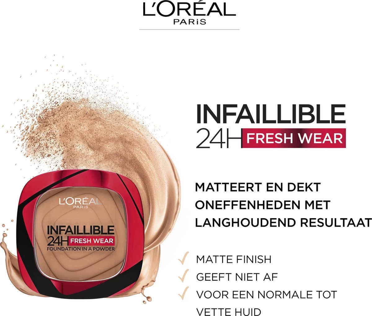 L’Oréal Paris Infaillible 24h Fresh Wear Powder Foundation - 220 Sand 6 L’Oréal Paris Infaillible 24h Fresh Wear Powder Foundation - 220 Sand - Afbeelding 4