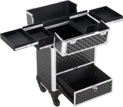 Monkey's Aluminium Kapperskoffer - Zwart - Beauty Case - Cosmeticakoffer - Make-upkoffer - Trolley - 360 Graden Wielen - 34 X 24 X 55.5 Cm -Mooi Leven 1200x1039 3