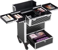 Monkey's Aluminium Kapperskoffer - Zwart - Beauty Case - Cosmeticakoffer - Make-upkoffer - Trolley - 360 Graden Wielen - 34 X 24 X 55.5 Cm -Mooi Leven 1200x1040 4