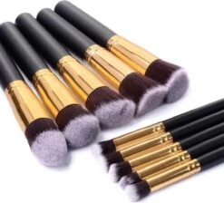 Evvie Set Van 10 Make-up Kwasten Kabuki In Etui Marble - Zwart-Goud -Mooi Leven 1200x1088 1