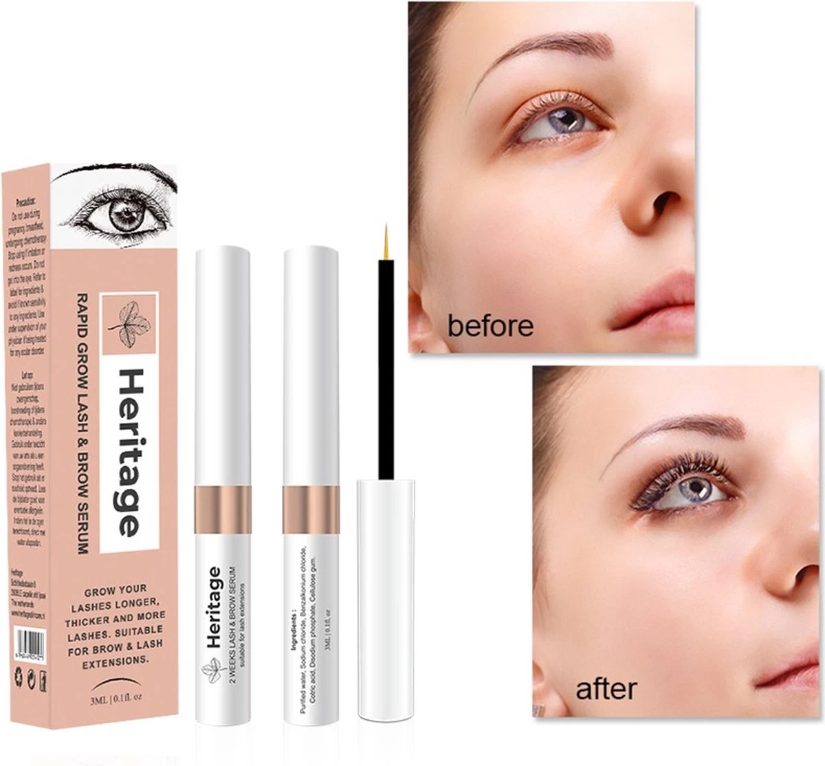 Heritage Wimperserum Rapid Grow Geschikt Voor Wimperextensions Olievrije. Naturel Ingrediënten - Oil Free Lash Serum Suitable For Lash Extensions Wearer 3 Heritage Wimperserum Rapid Grow Geschikt Voor Wimperextensions Olievrije. Naturel Ingrediënten - Oil Free Lash Serum Suitable For Lash Extensions Wearer