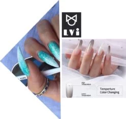Elvi Polygel Starterskit -Complete Set Inc. USB UV/Led Mini Lamp-6x15g Polygel Kleuren Blauw - Nagelverlenging Polyacryl UV Nagellak-Quick Extension Temperature Color Changing Gel Blue Green -Mooi Leven 1200x1127 6