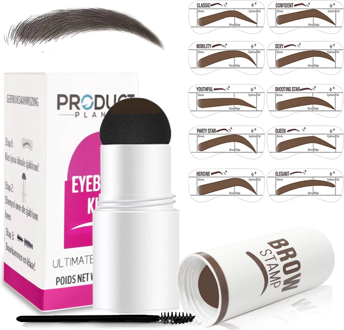 ProductPlanet Premium Wenkbrauw Stempel - Wenkbrauw Sjabloon - Wenkbrauwstempel - Brow Stamp - 10 Sjablonen - Borsteltje - Herbruikbaar - Waterdicht - Cadeau Voor Haar - Zwart 3 ProductPlanet Premium Wenkbrauw Stempel - Wenkbrauw Sjabloon - Wenkbrauwstempel - Brow Stamp - 10 Sjablonen - Borsteltje - Herbruikbaar - Waterdicht - Cadeau Voor Haar - Zwart