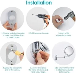 Auxmir Cosmetische Spiegel Met 1X / 10X Vergroting LED Verlichting, Dimbare Make-up Spiegel Met Touch Schakelaar USB Oplaadbare, Scheerspiegel 360 ° Draaibare Muurbeugel Voor Badkamer, Spa En Hotel -Mooi Leven 1200x1155 13