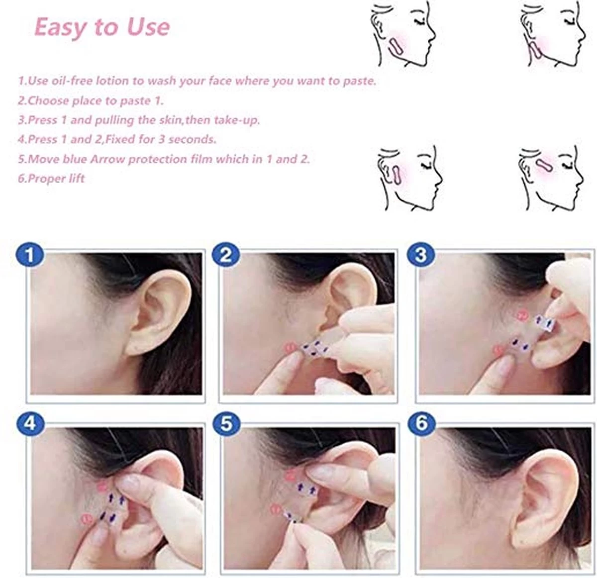 Facelift Tape - Face Tape - Gezicht Tape - Face Tape Lift - Beauty Tape - 20 Stuks 5 Facelift Tape - Face Tape - Gezicht Tape - Face Tape Lift - Beauty Tape - 20 Stuks - Afbeelding 3