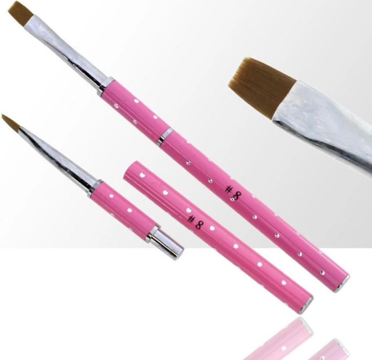 GUAPÀ - Gel Penseel Roze Voor Gel Nagels - High Quality Nr #8 3 GUAPÀ - Gel Penseel Roze Voor Gel Nagels - High Quality Nr #8