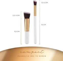 Evvie Set Van 10 Make-up Kwasten Kabuki - Wit-Goud -Mooi Leven 1200x1165 16