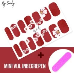 By Emily - Nagel Wrap - Flowery & Red | 14 Stickers Per Vel | Nail Wrap | Nail Art | Trendy | Design | Nagellakvrij | Eenvoudig | Nagel Art | Nagel Wrap | Nagel Stickers | Folie | Zelfklevend | Sjablonen -Mooi Leven 1200x1177 12