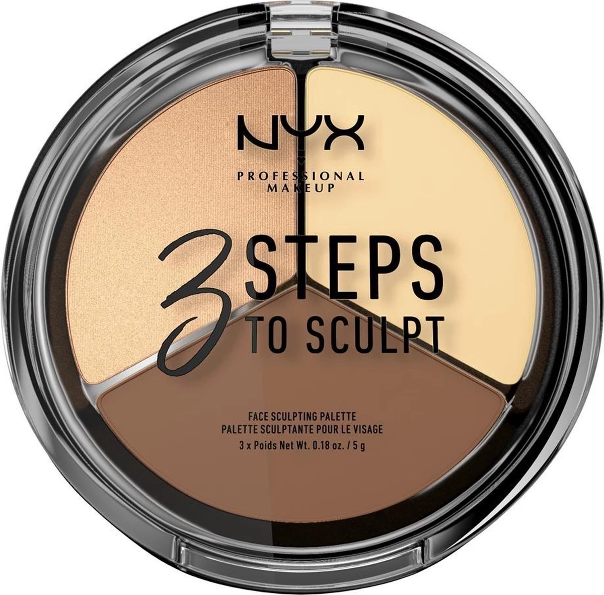 NYX Professional Makeup 3 Steps To Sculpt Face Sculpting Palette - Light 3STS02 - Highlighter En Contouring Make-up - 15 Gr 3 NYX Professional Makeup 3 Steps To Sculpt Face Sculpting Palette - Light 3STS02 - Highlighter En Contouring Make-up - 15 Gr