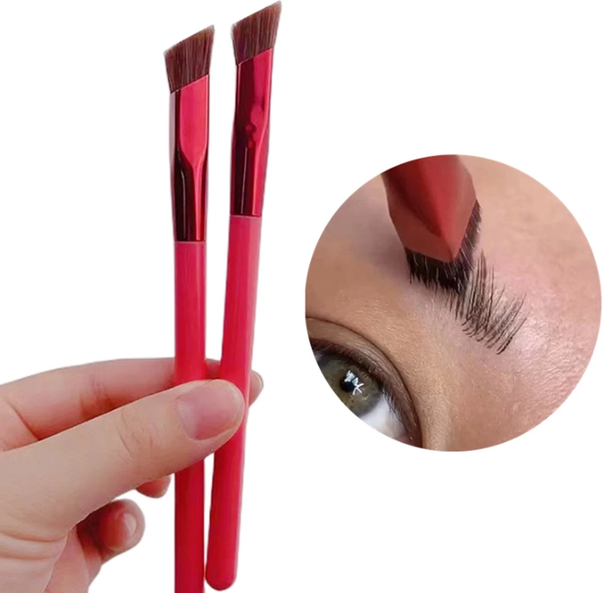 Wenkbrauw Borstel - Make-up - Vierkant - Borstel - Wenkbrauw - Trend - Schuin - Rood 3 Wenkbrauw Borstel - Make-up - Vierkant - Borstel - Wenkbrauw - Trend - Schuin - Rood