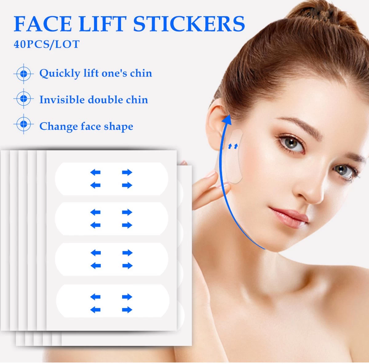 Facelift Tape - Face Tape - Gezicht Tape - Face Tape Lift - Beauty Tape - 20 Stuks 3 Facelift Tape - Face Tape - Gezicht Tape - Face Tape Lift - Beauty Tape - 20 Stuks