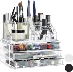 Relaxdays Make-up Organizer Klein - Stapelbaar - Sieradendoosje - Cosmetica - Opbergbox - Wit -Mooi Leven 1200x1185 10