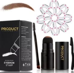 ProductPlanet Premium Wenkbrauw Stempel Set 2022 - Wenkbrauw Sjabloon - Wenkbrauwstempel - Brow Stamp - 10 Sjablonen - Borsteltje - Mesje - Herbruikbaar - Waterdicht - Cadeau Voor Haar - Lichtbruin