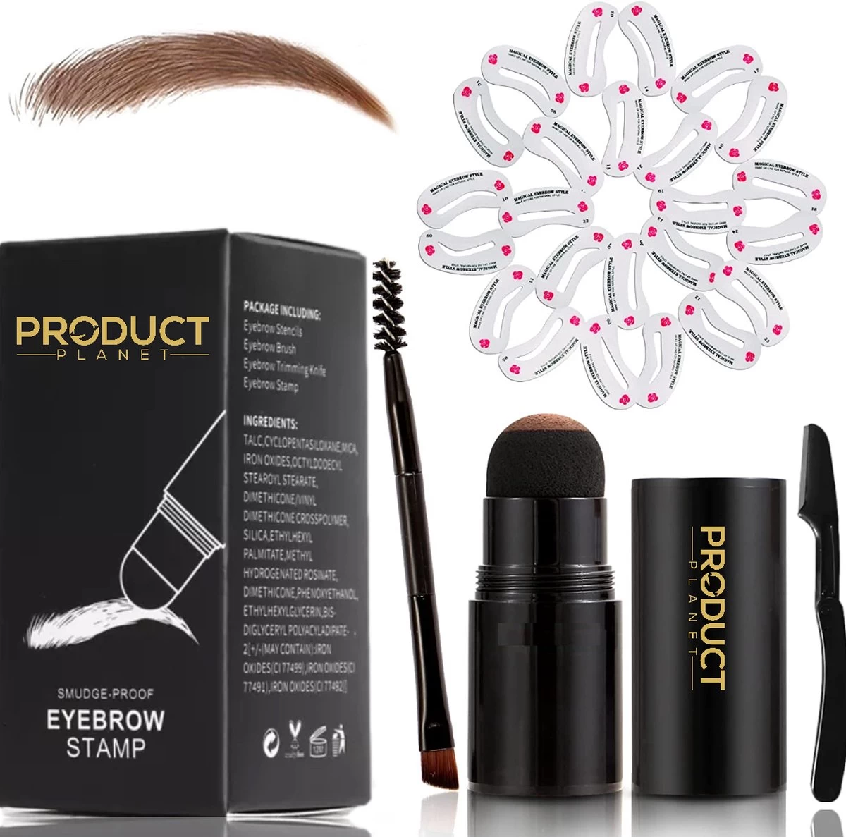 ProductPlanet Premium Wenkbrauw Stempel Set 2022 - Wenkbrauw Sjabloon - Wenkbrauwstempel - Brow Stamp - 10 Sjablonen - Borsteltje - Mesje - Herbruikbaar - Waterdicht - Cadeau Voor Haar - Lichtbruin 3 ProductPlanet Premium Wenkbrauw Stempel Set 2022 - Wenkbrauw Sjabloon - Wenkbrauwstempel - Brow Stamp - 10 Sjablonen - Borsteltje - Mesje - Herbruikbaar - Waterdicht - Cadeau Voor Haar - Lichtbruin