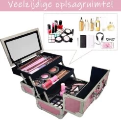 Make Up Koffer Meisjes En Dames Roze - Make Up Organizer Met Spiegel - Cosmetica Koffer - Beautycase Koffer -Mooi Leven 1200x1188 18