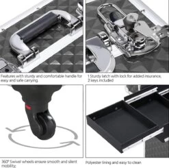 Monkey's Aluminium Kapperskoffer - Zwart - Beauty Case - Cosmeticakoffer - Make-upkoffer - Trolley - 360 Graden Wielen - 34 X 24 X 55.5 Cm -Mooi Leven 1200x1190 13