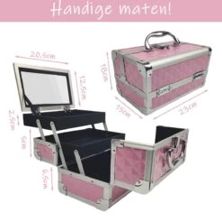 Make Up Koffer Meisjes En Dames Roze - Make Up Organizer Met Spiegel - Cosmetica Koffer - Beautycase Koffer -Mooi Leven 1200x1193 10