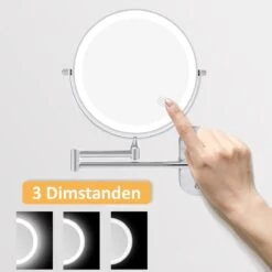 360° Draaibaar LED Scheerspiegel Met 5X Vergroting - 3 Lichtstanden - Dimstanden - Badkamerspiegel Met Natuurlijk Licht - Make-up Spiegel - Draadloos - Werkt Op Batterijen -Mooi Leven 1200x1198 44