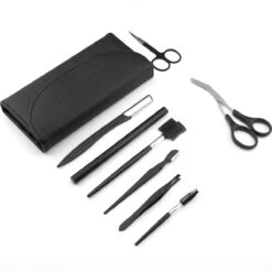 Wenkbrauw Trimmer Set - 8-delig – Met Epileer Pincet, 2x Wenkbrauw Schaartje, 2x Wenkbrauwmesje, Wenkbrauw Borstel, Wenkbrauwpotlood, Spoolie – In Stevige Etui - Zwart -Mooi Leven 1200x1200 1024