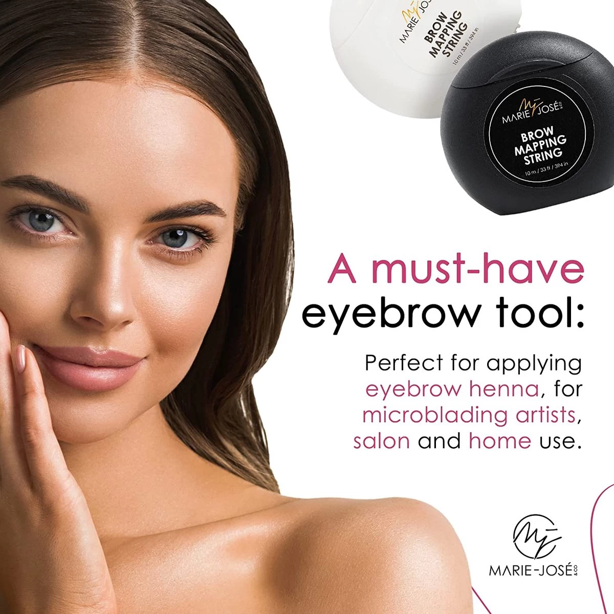 Marie-José & Co Brow Mapping String Set - Zwart & Witte Draad + 10 Vingerbeschermers - Perfect Wenkbrauwen Aftekenen Met Voorgekleurde Draad - Alternatief Voor Wenkbrauwsjablonen 6 Marie-José & Co Brow Mapping String Set - Zwart & Witte Draad + 10 Vingerbeschermers - Perfect Wenkbrauwen Aftekenen Met Voorgekleurde Draad - Alternatief Voor Wenkbrauwsjablonen - Afbeelding 4