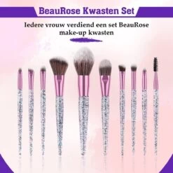 Make Up Kwasten Set - Make Up Brush - Oogschaduw - Foundation Kwast - Poeder Kwast - Brush - Make Up - Cosmetica - Kwasten Set – Make Up Tasje - 10 Stuks -Mooi Leven 1200x1200 1178