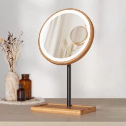 Lanaform - Bamboo Mirror - Oplaadbare Staande Spiegel ×1 · ×3 - Elegant Design Van Bamboe Met Zwarte Poedercoatingafwerking - Ledlampen Met Lange Levensduur -Mooi Leven 1200x1200 1343