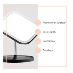LYVION Make-up Spiegel Op Standaard Met LED / Met 3 Lichtkleuren / Make-up Spiegel / Make-up Standaard / Werkt Op 4 AAA-batterijen Of Micro USB Kabel / Touch - Zwart -Mooi Leven 1200x1200 1377