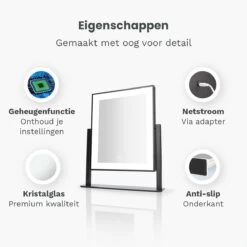 Mirlux Hollywood Spiegel Met Verlichting - Make Up - Visagie - Dimbaar LED Lampen Licht - Zwart -Mooi Leven 1200x1200 1386