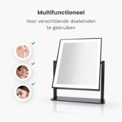 Mirlux Hollywood Spiegel Met Verlichting - Make Up - Visagie - Dimbaar LED Lampen Licht - Zwart -Mooi Leven 1200x1200 1387
