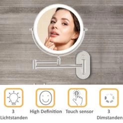 360° Draaibaar LED Scheerspiegel Met 5X Vergroting - 3 Lichtstanden - Dimstanden - Badkamerspiegel Met Natuurlijk Licht - Make-up Spiegel - Draadloos - Werkt Op Batterijen -Mooi Leven 1200x1200 1392
