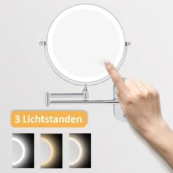 360° Draaibaar LED Scheerspiegel Met 5X Vergroting - 3 Lichtstanden - Dimstanden - Badkamerspiegel Met Natuurlijk Licht - Make-up Spiegel - Draadloos - Werkt Op Batterijen -Mooi Leven 1200x1200 1393