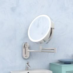 360° Draaibaar LED Scheerspiegel Met 5X Vergroting - 3 Lichtstanden - Dimstanden - Badkamerspiegel Met Natuurlijk Licht - Make-up Spiegel - Draadloos - Werkt Op Batterijen -Mooi Leven 1200x1200 1394