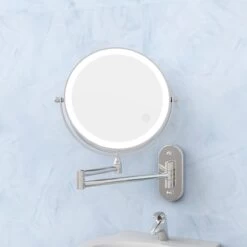 360° Draaibaar LED Scheerspiegel Met 5X Vergroting - 3 Lichtstanden - Dimstanden - Badkamerspiegel Met Natuurlijk Licht - Make-up Spiegel - Draadloos - Werkt Op Batterijen -Mooi Leven 1200x1200 1395