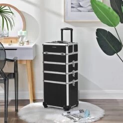 XXL PRO Visagie Beauty Case Koffer Trolley - Nagelkoffer Op Wielen Voor Makeup Of Cosmetica - Grote Uitklapbare Opbergsysteem Nagel Styliste Kapster - Zwart -Mooi Leven 1200x1200 1418