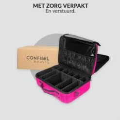 Cosmetica Koffer - Make-up Koffer Met Verstelbare Vakken - Visagie En Nagelstyliste Beauty Koffer - 35x25x11CM - Roze -Mooi Leven 1200x1200 1422