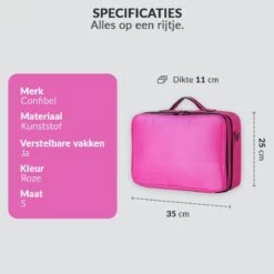 Cosmetica Koffer - Make-up Koffer Met Verstelbare Vakken - Visagie En Nagelstyliste Beauty Koffer - 35x25x11CM - Roze -Mooi Leven 1200x1200 1423