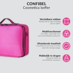 Cosmetica Koffer - Make-up Koffer Met Verstelbare Vakken - Visagie En Nagelstyliste Beauty Koffer - 35x25x11CM - Roze -Mooi Leven 1200x1200 1424