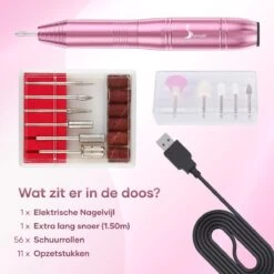 Simver Elektrische Nagelfrees - 11 Nagelvijl Bitjes En 56 Schuurrolletjes - Manicure / Pedicure - Roze - Cadeautip - Kerstcadeau -Mooi Leven 1200x1200 1462