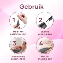Simver Elektrische Nagelfrees - 11 Nagelvijl Bitjes En 56 Schuurrolletjes - Manicure / Pedicure - Roze - Cadeautip - Kerstcadeau -Mooi Leven 1200x1200 1463